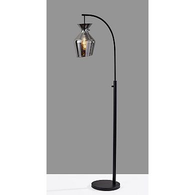ADESSO Tate Floor Lamp with Adjustable Arm and Glass Shade