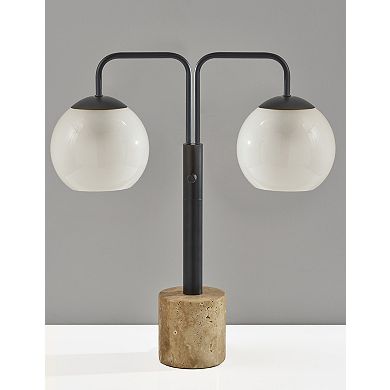 ADESSO Stockton Table Lamp with Dual Globes & Adjustable Arm