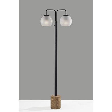 ADESSO Stockton Floor Lamp with Adjustable Arm and Dual Globe Design