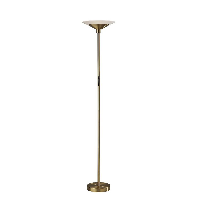ADESSO Solar LED Torchiere Floor Lamp, Antique Brass