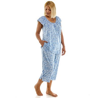 Plus Size Croft & Barrow® Lush Luxe Ruffle Sleeve Pajama Top & Pajama Capri Set