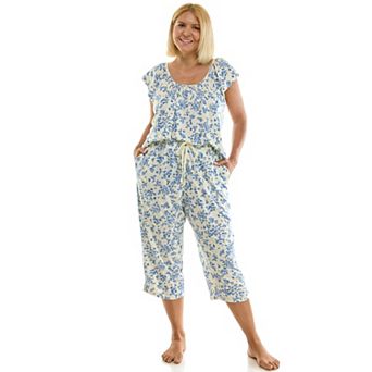 Plus Size Croft & Barrow® Lush Luxe Ruffle Sleeve Pajama Top & Pajama Capri Set