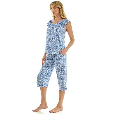 Petite Croft & Barrow® Lush Luxe Ruffle Sleeve Pajama Top & Pajama Capri Set