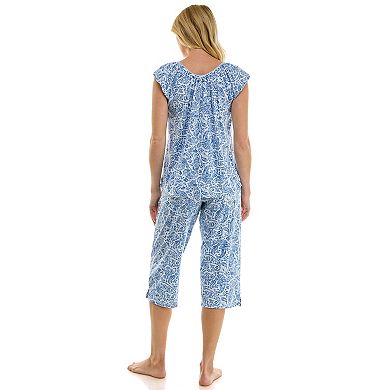 Petite Croft & Barrow® Lush Luxe Ruffle Sleeve Pajama Top & Pajama Capri Set