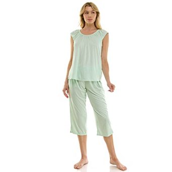 Petite Croft & Barrow® Lush Luxe Ruffle Sleeve Pajama Top & Pajama Capri Set