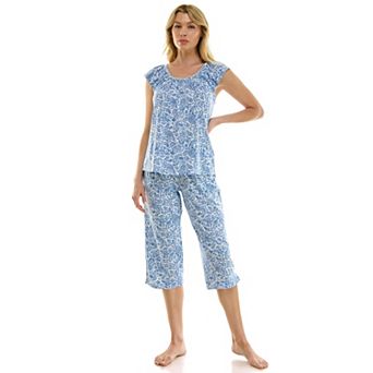 Women's Croft & Barrow® Lush Luxe Ruffle Sleeve Pajama Top & Pajama Capri Set