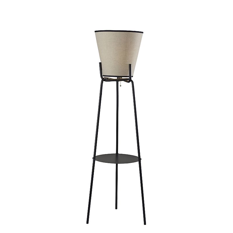 ADESSO Zeek Shelf Floor Lamp with Adjustable Arm, Black