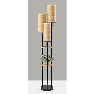 ADESSO Trio Floor Lamp with Shelves and Adjustable Height