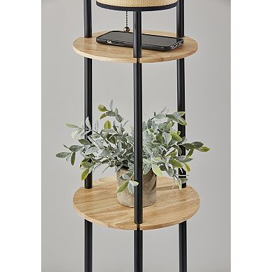 ADESSO Trio Floor Lamp with Shelves and Adjustable Height