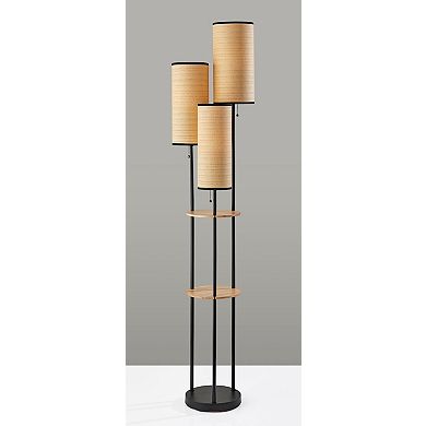 ADESSO Trio Floor Lamp with Shelves and Adjustable Height