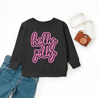 Holly Jolly Outline Puff - Youth Graphic Sweatshirt