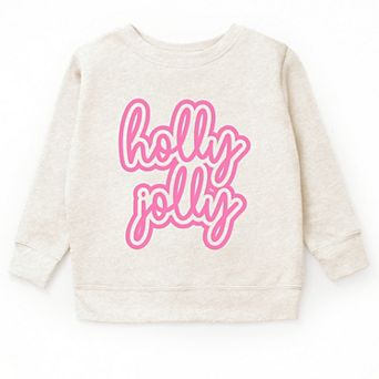 Holly Jolly Outline Puff - Youth Graphic Sweatshirt