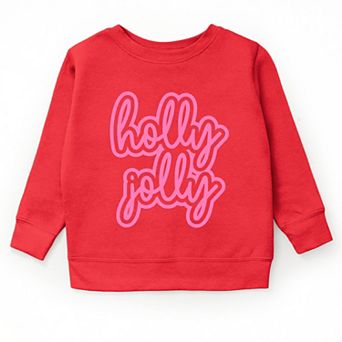 Holly Jolly Outline Puff - Youth Graphic Sweatshirt