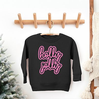 Holly Jolly Outline Puff - Toddler Graphic Sweatshirt