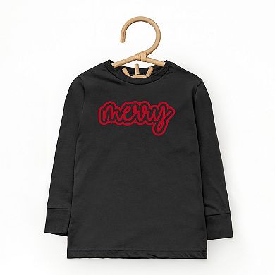 Merry Outline Puff - Toddler Long Sleeve Graphic Tee