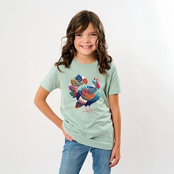 Turkey Patchwork Print - Youth Short Sleeve Graphic T-Shirt