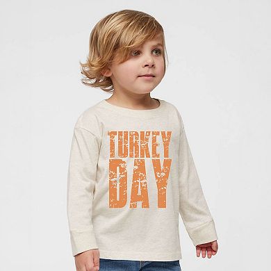 Turkey Day Block Distressed - Toddler Long Sleeve Graphic Tee