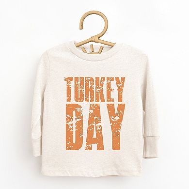 Turkey Day Block Distressed - Toddler Long Sleeve Graphic Tee