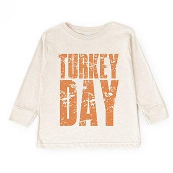 Turkey Day Block Distressed - Toddler Long Sleeve Graphic Tee