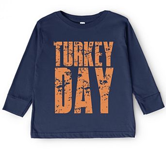 Turkey Day Block Distressed - Toddler Long Sleeve Graphic Tee