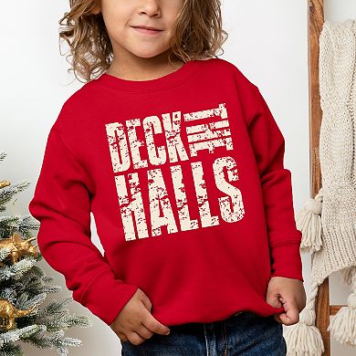 Deck the Halls Block Distressed - Toddler Graphic Sweatshirt