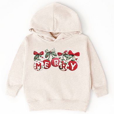 Merry Ornaments Quilted Print - Toddler Hoodie