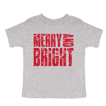 Merry and Bright Block Distressed - Toddler Short Sleeve Graphic T-Shirt