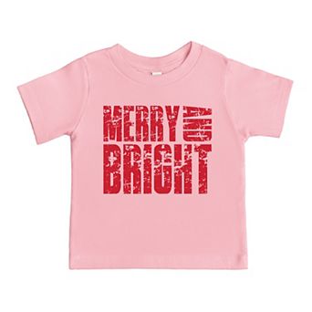 Merry and Bright Block Distressed - Toddler Short Sleeve Graphic T-Shirt
