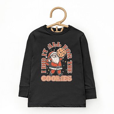 I Did It All For The Cookies Santa - Toddler Long Sleeve Graphic Tee