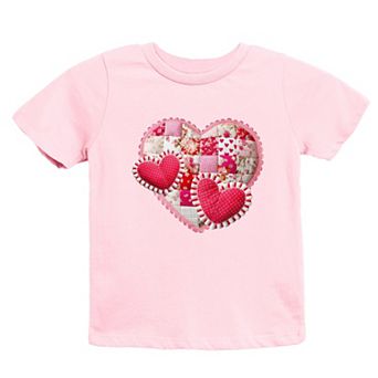 Hearts Patchwork Print - Youth Short Sleeve Graphic T-Shirt
