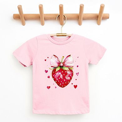 Coquette Strawberry Hearts Watercolor - Youth Short Sleeve Graphic T-Shirt