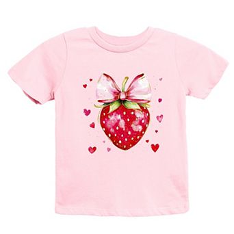 Coquette Strawberry Hearts Watercolor - Youth Short Sleeve Graphic T-Shirt