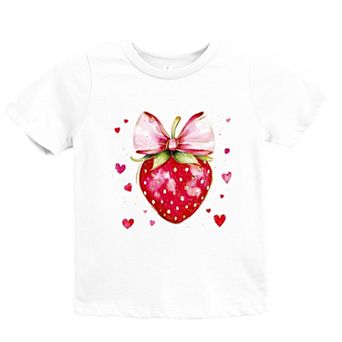 Coquette Strawberry Hearts Watercolor - Youth Short Sleeve Graphic T-Shirt
