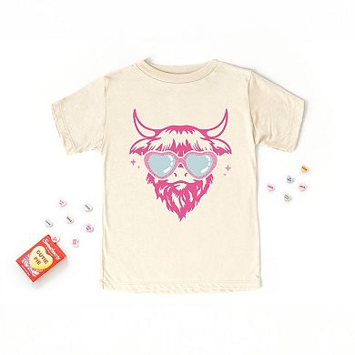 Cow Heart Glasses Glitter - Youth Short Sleeve Graphic T-Shirt
