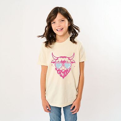 Cow Heart Glasses Glitter - Youth Short Sleeve Graphic T-Shirt