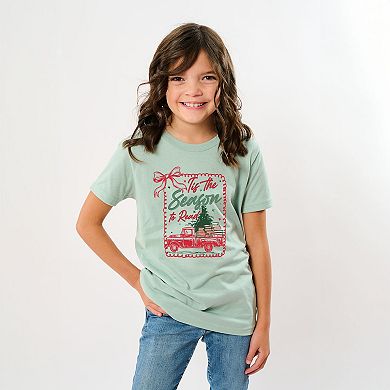Tis The Season To Read Red Truck - Youth Short Sleeve Graphic T-Shirt
