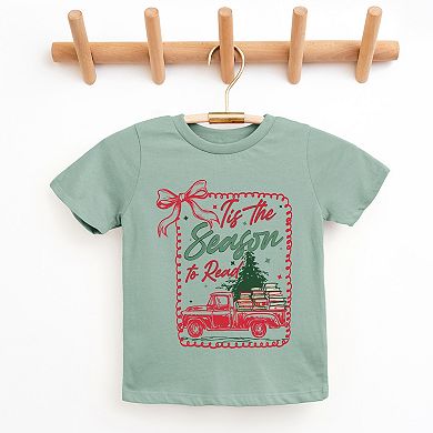 Tis The Season To Read Red Truck - Youth Short Sleeve Graphic T-Shirt
