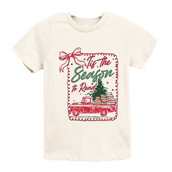Tis The Season To Read Red Truck - Youth Short Sleeve Graphic T-Shirt