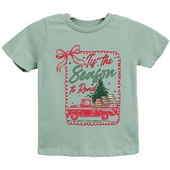 Tis The Season To Read Red Truck - Youth Short Sleeve Graphic T-Shirt