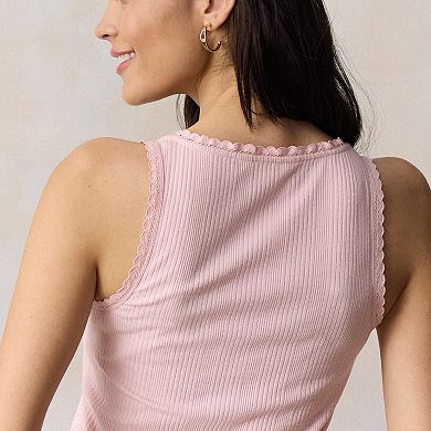 Women's LC Lauren Conrad Pointelle Lace Trim Tank Top