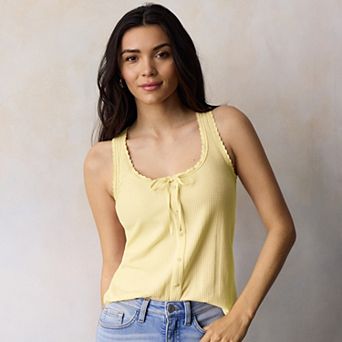 Women's LC Lauren Conrad Pointelle Lace Trim Tank Top