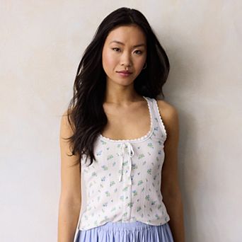 Women's LC Lauren Conrad Pointelle Lace Trim Tank Top