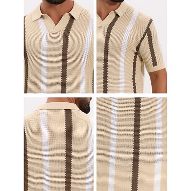 Men's Hollow Knit Polo Shirt V Neck Short Sleeve Golf Polo Shirts