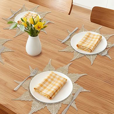Farmhouse Placemats Set of 6 Leaf Shape Placemats for Dining Table Decor Indoor Table Mat 15*15inch