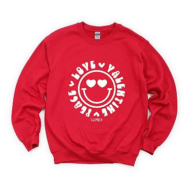 S.W.Smiley Peace Love Valentine Smiley - Women's Graphic Sweatshirt