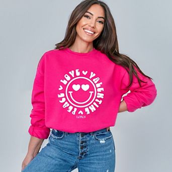 S.W.Smiley Peace Love Valentine Smiley - Women's Graphic Sweatshirt