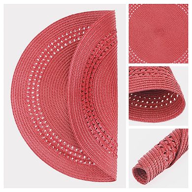 Farmhouse Round Placemats Set of 6 Woven Placemats for Decor, Kitchen Table Mat for Holiday 15inch