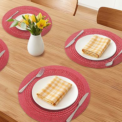 Farmhouse Round Placemats Set of 6 Woven Placemats for Decor, Kitchen Table Mat for Holiday 15inch