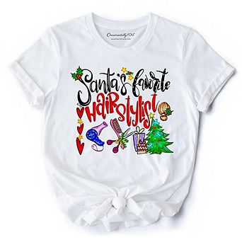 Santa’s Favorite Hairstylist T-Shirt, Festive Holiday Tee