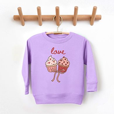 Love Cursive Cupcakes Coquette - Toddler Graphic Sweatshirt